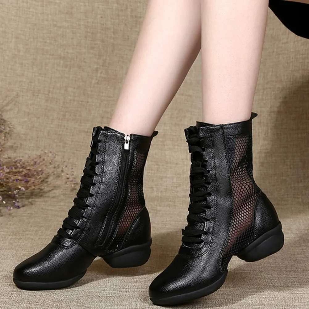 HIPPOSEUS Women High Top Jazz Dance Sneaker Split Sole Jazz Dance Boots,Model YMJ