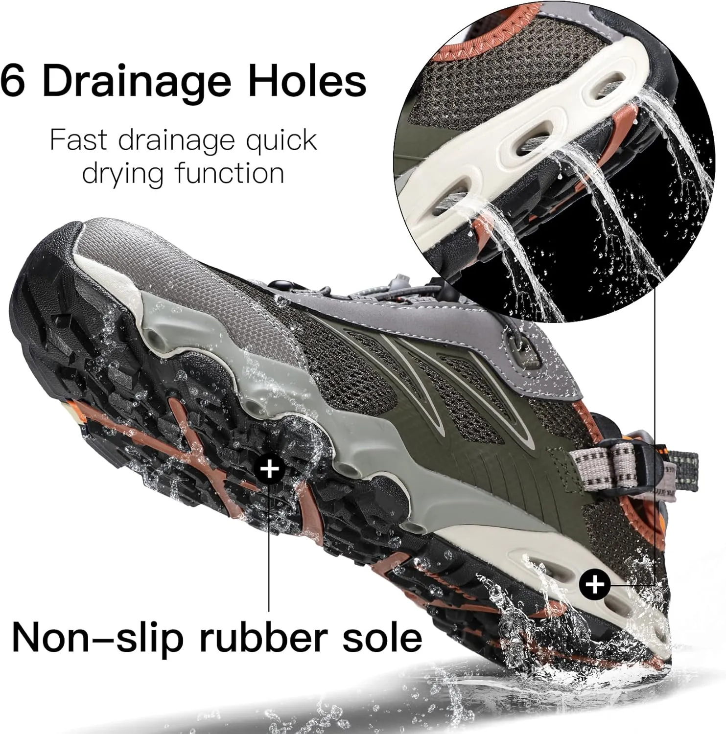 HUMTTO Water Shoes Men, Quick Dry Outdoor Sports Barefoot Shoes Non-Slip Aqua Hiking Sandals for Summer Swimming, Surfing, Kayaking, Diving  Pool, Beach, Lake & River