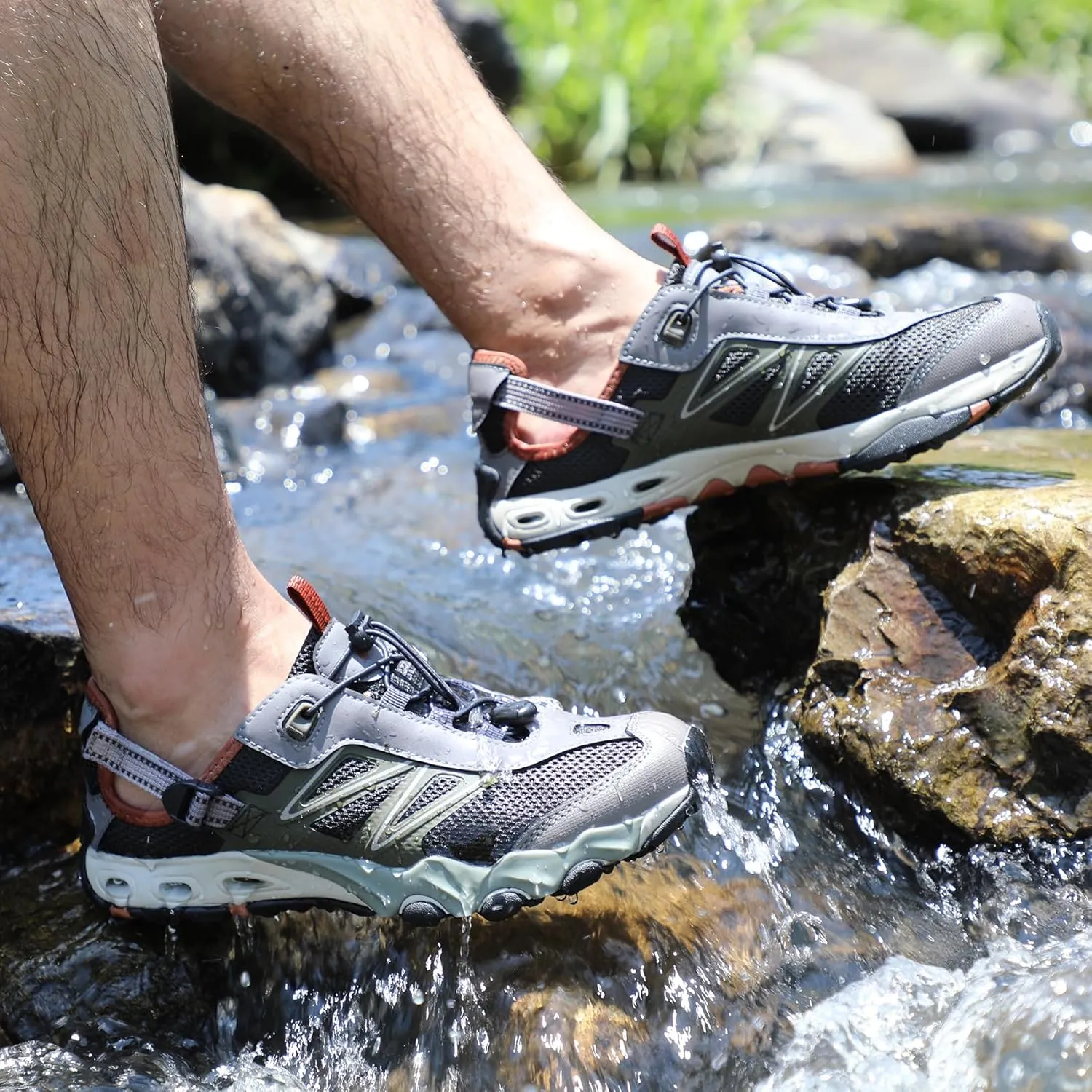 HUMTTO Water Shoes Men, Quick Dry Outdoor Sports Barefoot Shoes Non-Slip Aqua Hiking Sandals for Summer Swimming, Surfing, Kayaking, Diving  Pool, Beach, Lake & River
