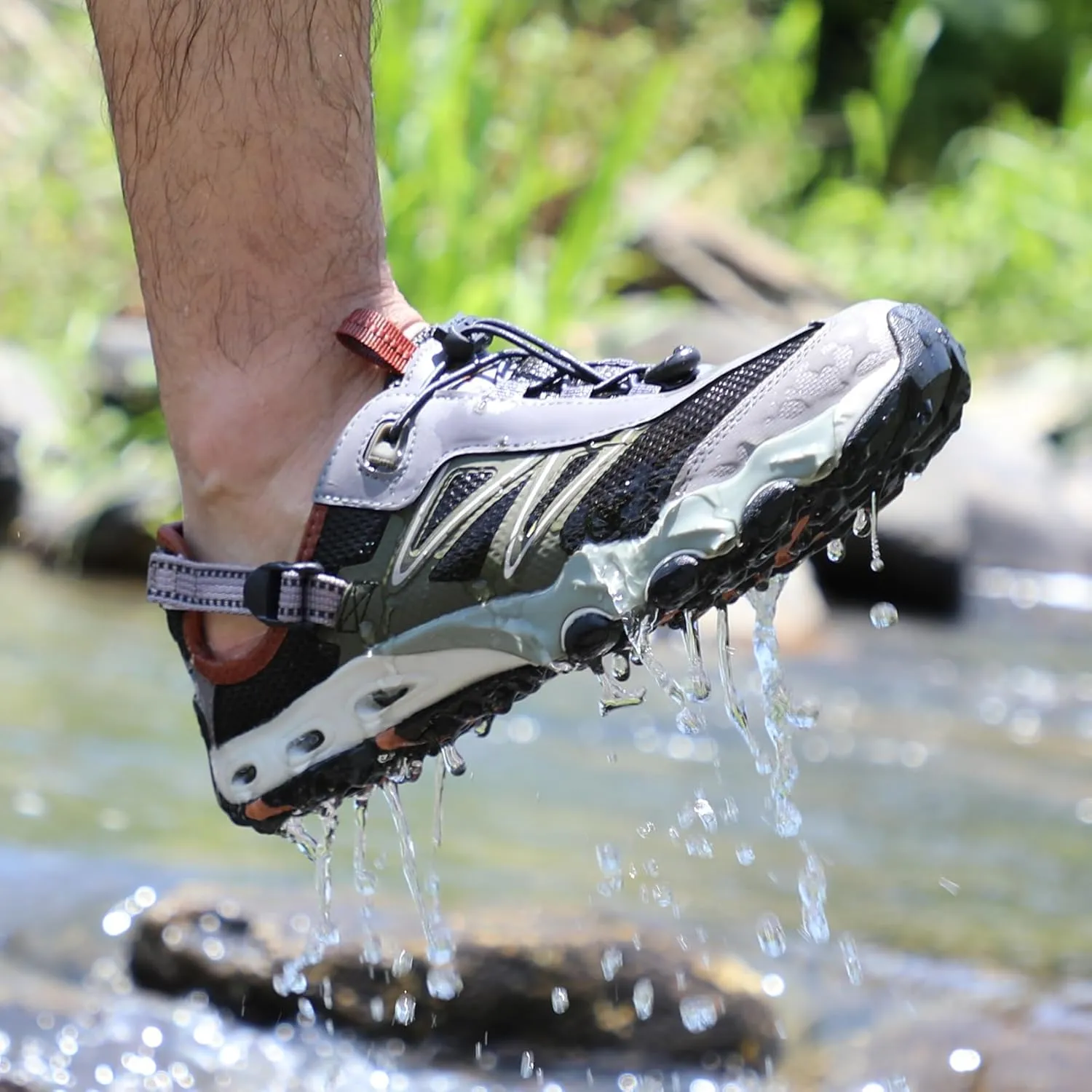 HUMTTO Water Shoes Men, Quick Dry Outdoor Sports Barefoot Shoes Non-Slip Aqua Hiking Sandals for Summer Swimming, Surfing, Kayaking, Diving  Pool, Beach, Lake & River