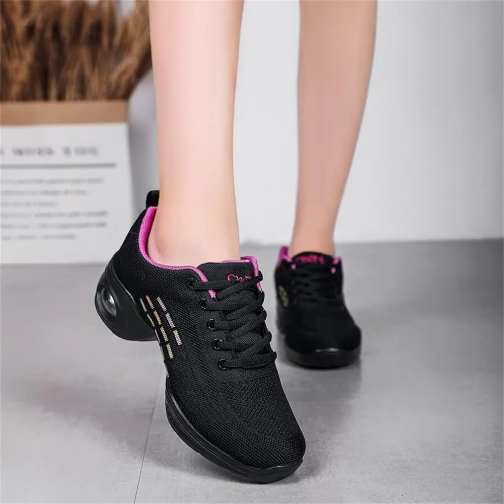 Ladies Jazz Shoes Lace Up Mesh Sneakers - Breathable Cushion Ladies Split Sole Sports Walking Dance Shoes Thick Sole (7,C)
