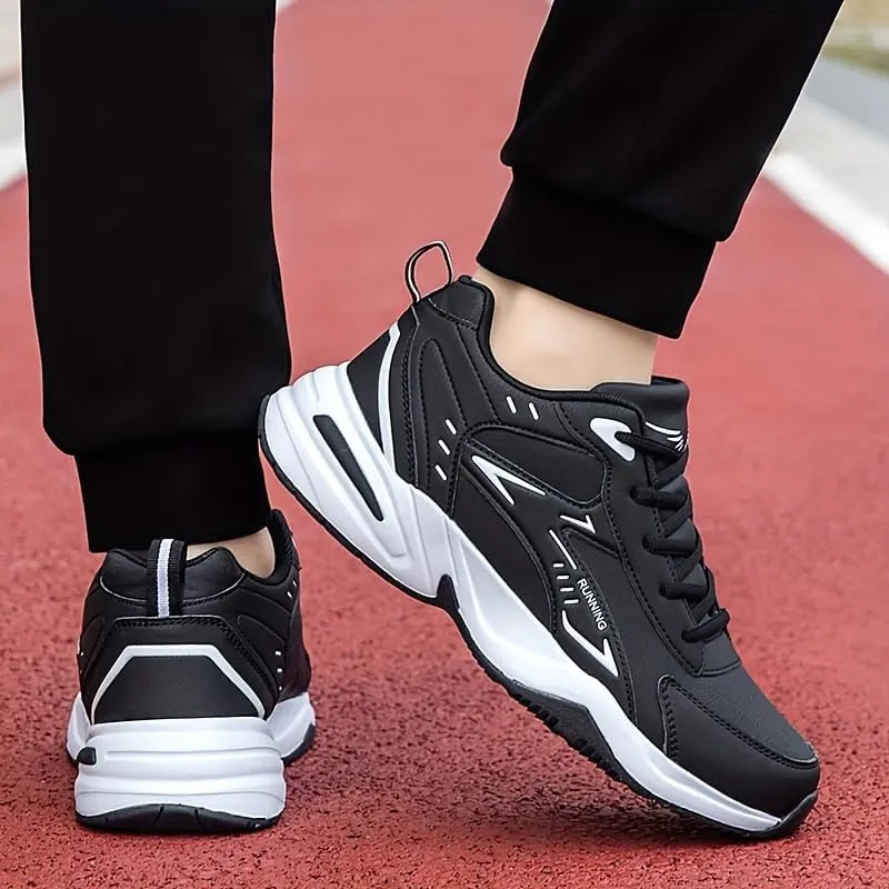 Men's Athletic Sneakers - Striped/Solid, Lace-Up Casual & Running Shoes with Breathable Fabric Lining and Durable TPR Sole