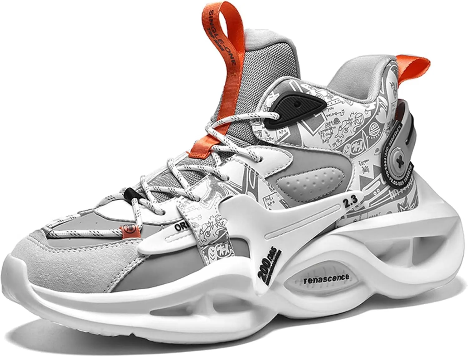 Men's Classic Noctilucent Casual and Fashionable Basketball Shoes Lightweight and Wide Edition Walking Shoes Team Sports Shoes Street Basketball Shoes Jogging Shoes Durable for Hiking Sports Shoes