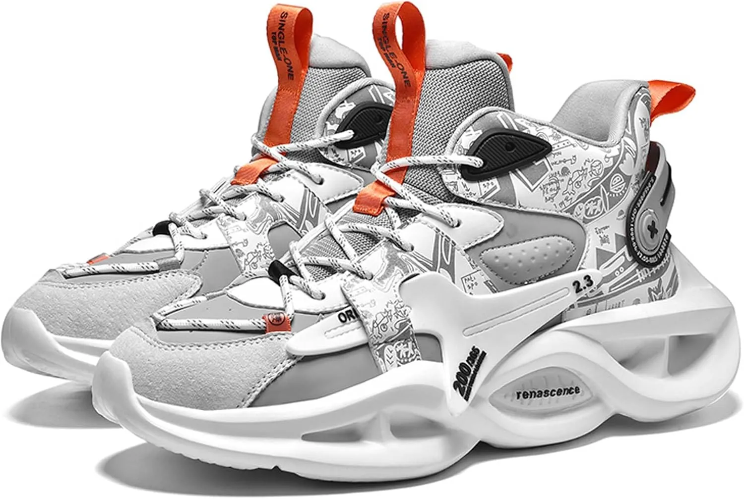 Men's Classic Noctilucent Casual and Fashionable Basketball Shoes Lightweight and Wide Edition Walking Shoes Team Sports Shoes Street Basketball Shoes Jogging Shoes Durable for Hiking Sports Shoes