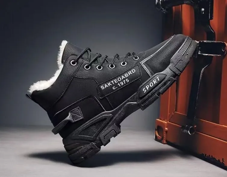 Men's Fashion Sneaker-Style Winter Snow Boots with Warm Fleece Lining, Anti-Slip Outdoor Casual Hiking Short Boots, PU Upper & PVC Sole, Round Toe - Fall/Winter Collection