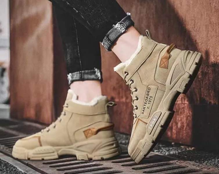 Men's Fashion Sneaker-Style Winter Snow Boots with Warm Fleece Lining, Anti-Slip Outdoor Casual Hiking Short Boots, PU Upper & PVC Sole, Round Toe - Fall/Winter Collection