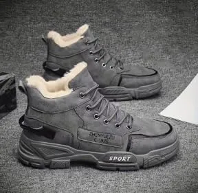 Men's Fashion Sneaker-Style Winter Snow Boots with Warm Fleece Lining, Anti-Slip Outdoor Casual Hiking Short Boots, PU Upper & PVC Sole, Round Toe - Fall/Winter Collection