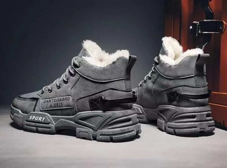 Men's Fashion Sneaker-Style Winter Snow Boots with Warm Fleece Lining, Anti-Slip Outdoor Casual Hiking Short Boots, PU Upper & PVC Sole, Round Toe - Fall/Winter Collection