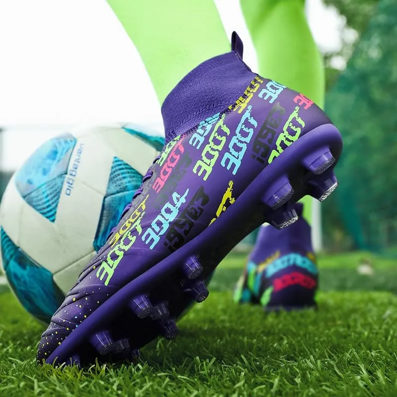 Mens Outdoor Soccer Cleats with Spikes Black and White Soccer Shoes for Men, Professional High-Top Football Shoes for Indoor Use, Soccer Boots Designed for Professional Futsal Competitions