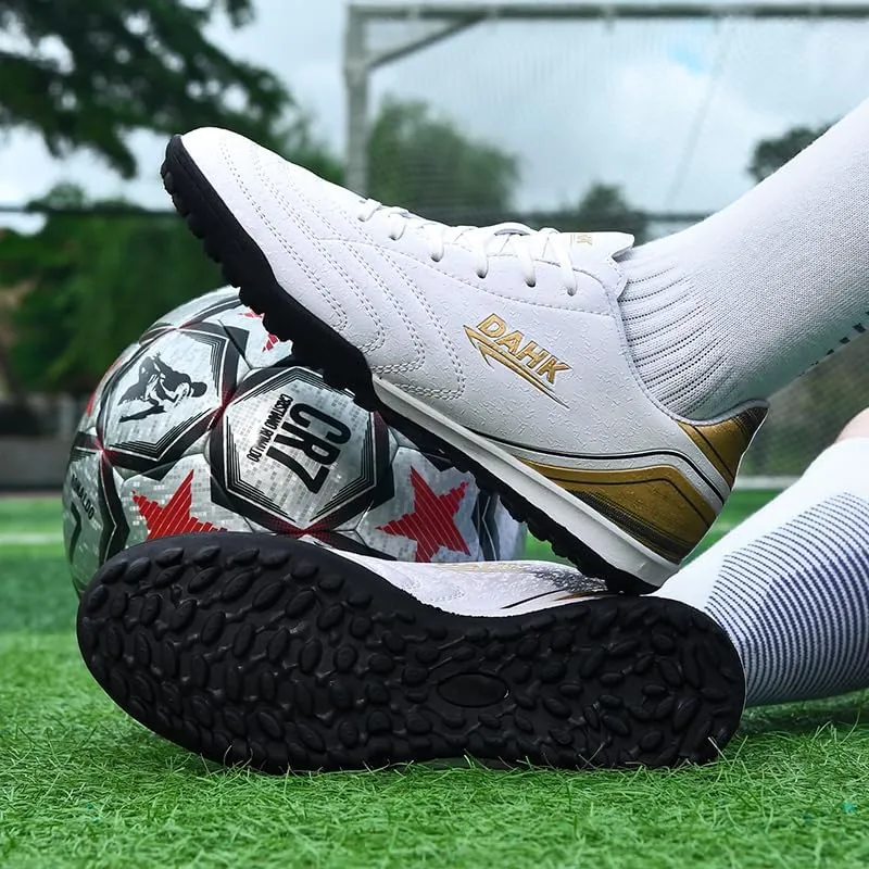 Mens Outdoor Soccer Cleats with Spikes Black and White Soccer Shoes for Men, Professional High-Top Football Shoes for Indoor Use, Soccer Boots Designed for Professional Futsal Competitions