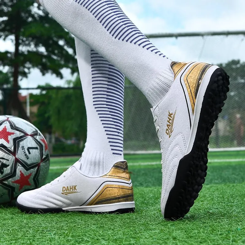 Mens Outdoor Soccer Cleats with Spikes Black and White Soccer Shoes for Men, Professional High-Top Football Shoes for Indoor Use, Soccer Boots Designed for Professional Futsal Competitions