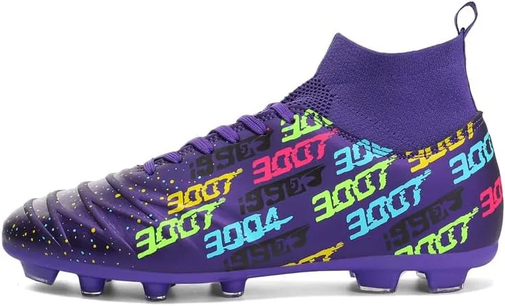 Mens Outdoor Soccer Cleats with Spikes Black and White Soccer Shoes for Men, Professional High-Top Football Shoes for Indoor Use, Soccer Boots Designed for Professional Futsal Competitions