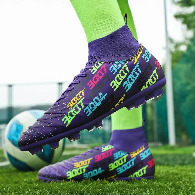 Mens Outdoor Soccer Cleats with Spikes Black and White Soccer Shoes for Men, Professional High-Top Football Shoes for Indoor Use, Soccer Boots Designed for Professional Futsal Competitions