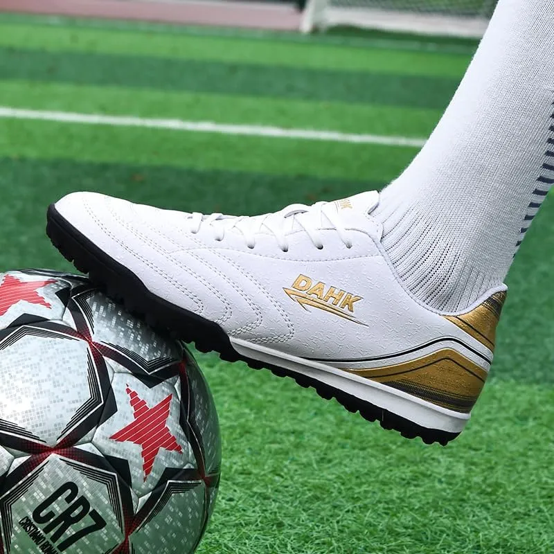 Mens Outdoor Soccer Cleats with Spikes Black and White Soccer Shoes for Men, Professional High-Top Football Shoes for Indoor Use, Soccer Boots Designed for Professional Futsal Competitions