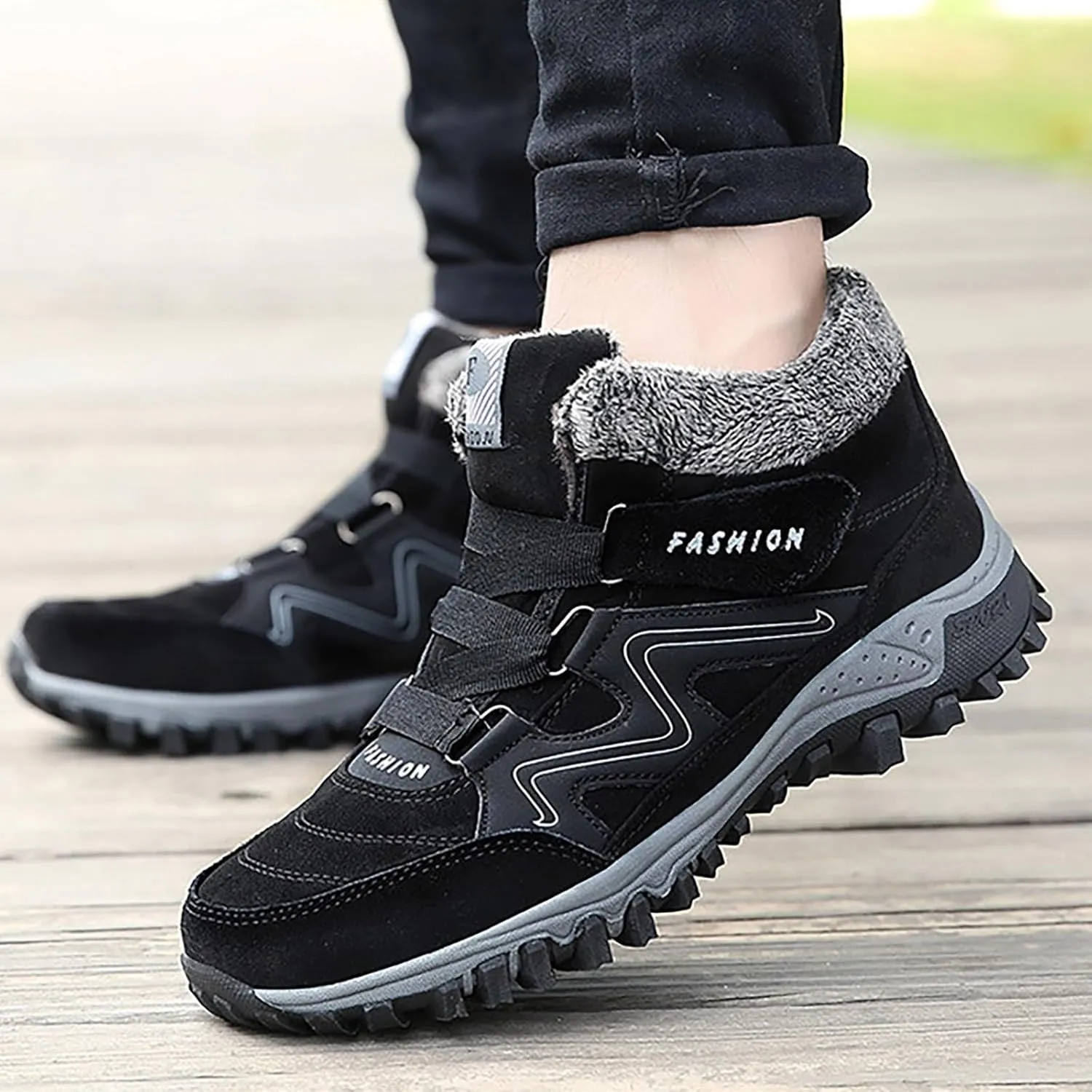 Men's Snow Boots Warm Furry Lined Footwear Waterproof Outdoor Comfort Winter Boots Non-slip Cold Weather Shoes Hiking Boot Trekking Boots
