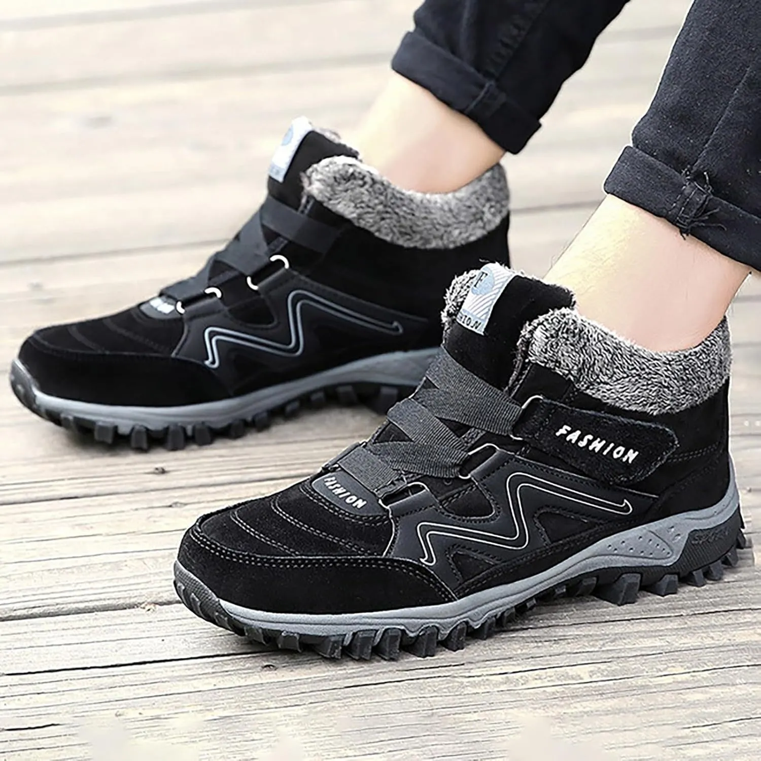 Men's Snow Boots Warm Furry Lined Footwear Waterproof Outdoor Comfort Winter Boots Non-slip Cold Weather Shoes Hiking Boot Trekking Boots