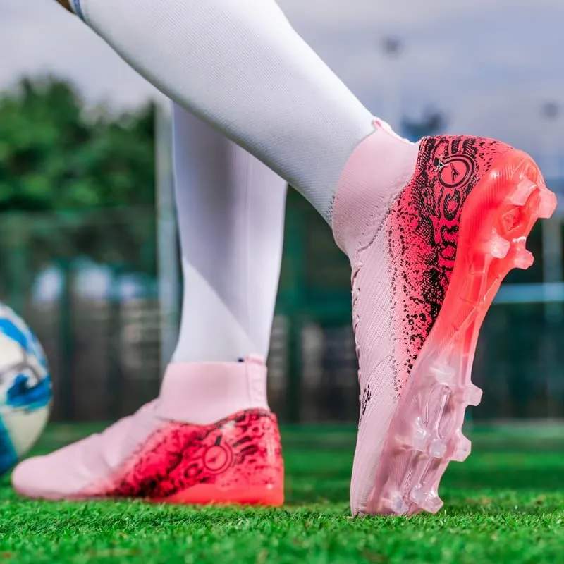 Mens Soccer Cleats Lightweight High-Top Outdoor Indoor Non-Slip Boots Ground Athletic Professional Football Boots Soccer Shoes for Men Wide Training Sneaker