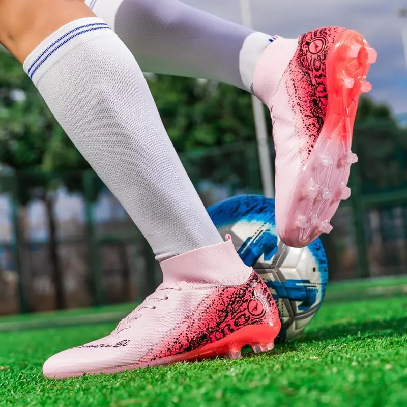 Mens Soccer Cleats Lightweight High-Top Outdoor Indoor Non-Slip Boots Ground Athletic Professional Football Boots Soccer Shoes for Men Wide Training Sneaker