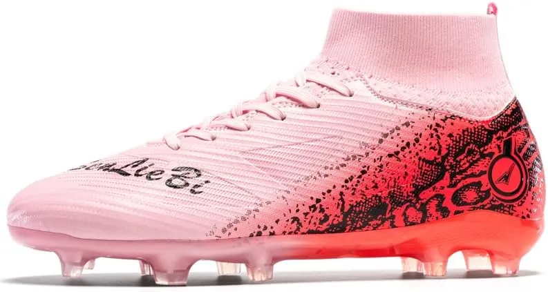 Mens Soccer Cleats Lightweight High-Top Outdoor Indoor Non-Slip Boots Ground Athletic Professional Football Boots Soccer Shoes for Men Wide Training Sneaker