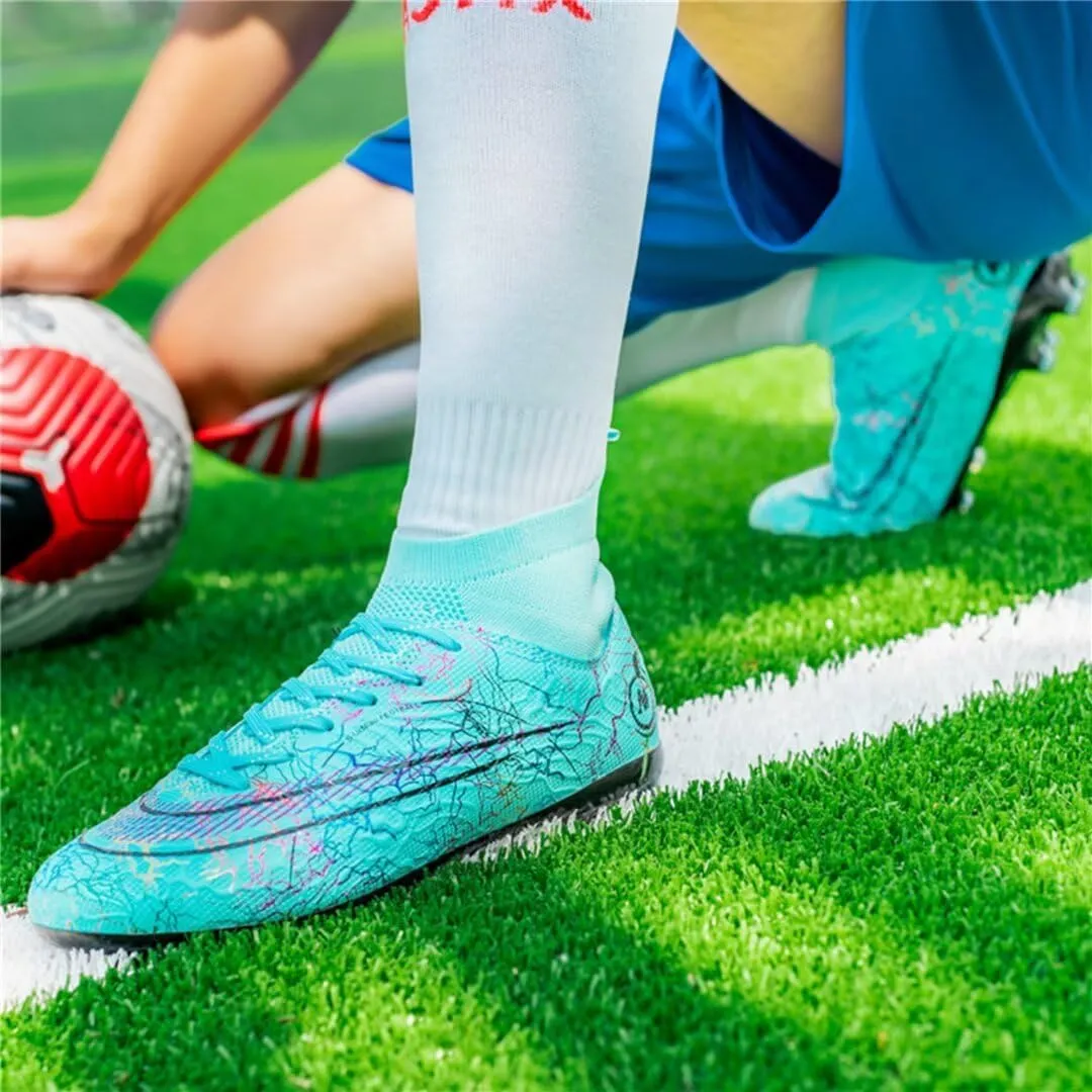 Mens Soccer Cleats Womens Football Boots Youth High-Top Outdoor Indoor Turf Soccer Shoes for Big Boys Girls