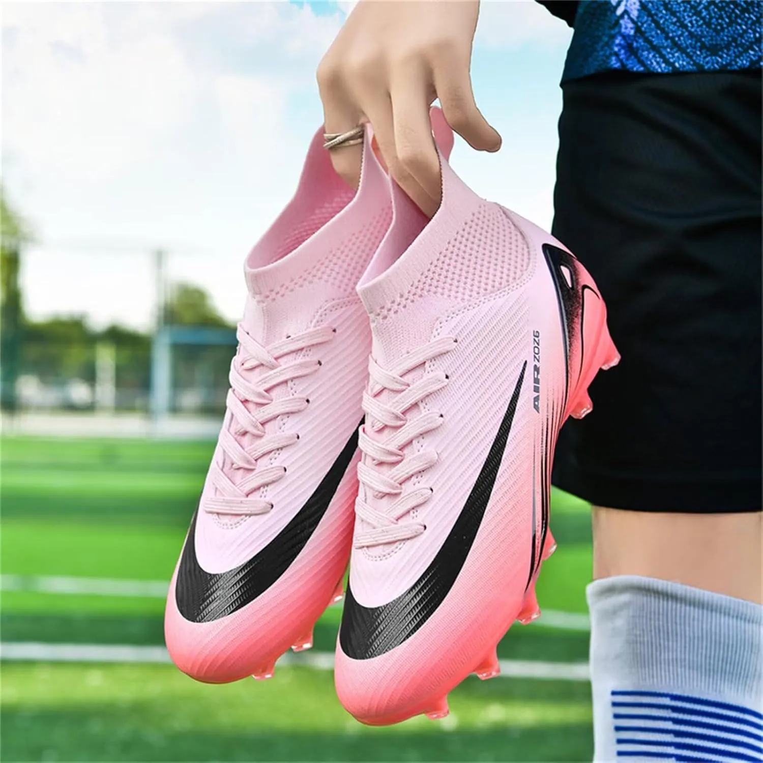 Mens Soccer Cleats Womens Football Shoes High Tops Non Slip Spikes Indoor Outdoor Youth Baseball Lacrosse Sneaker