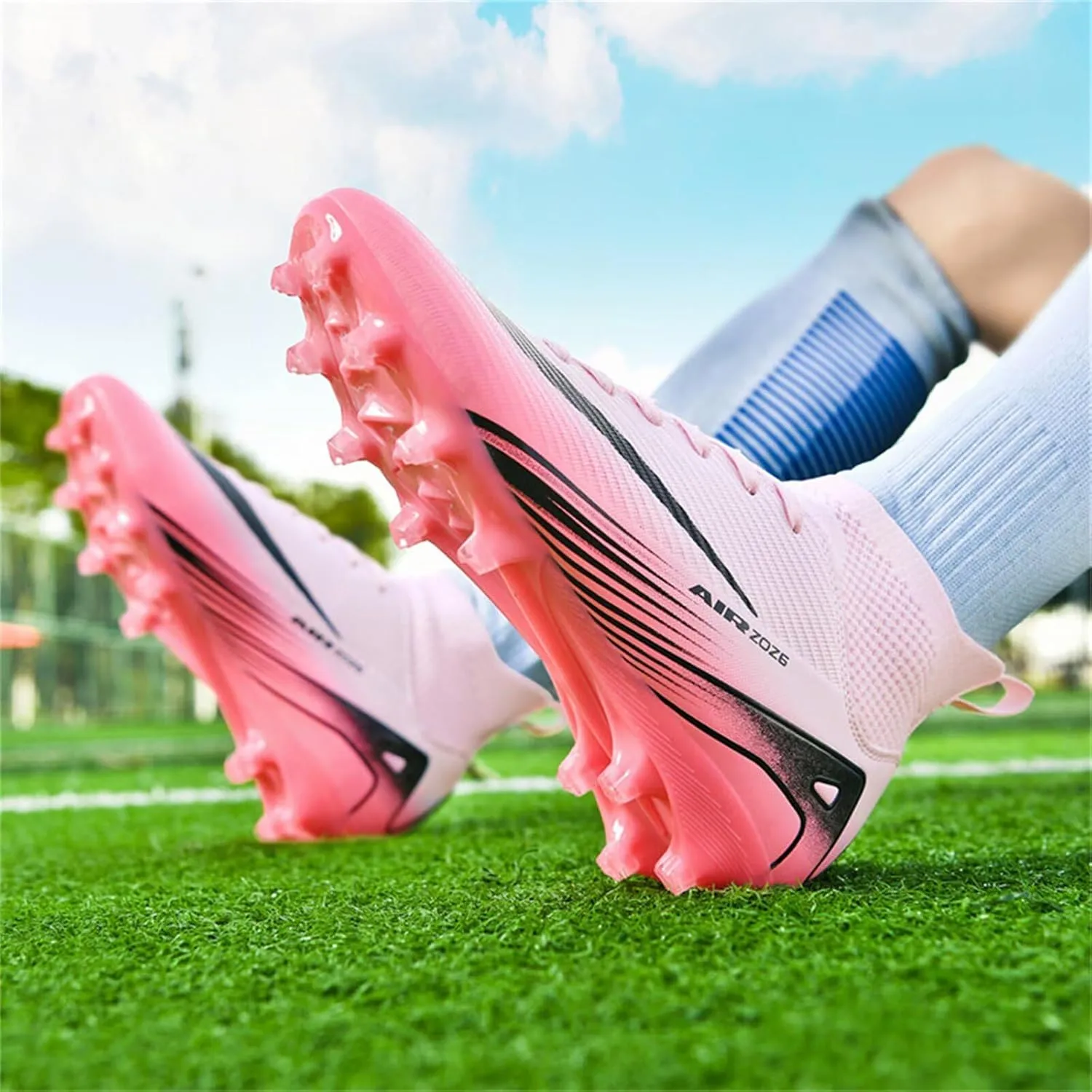 Mens Soccer Cleats Womens Football Shoes High Tops Non Slip Spikes Indoor Outdoor Youth Baseball Lacrosse Sneaker