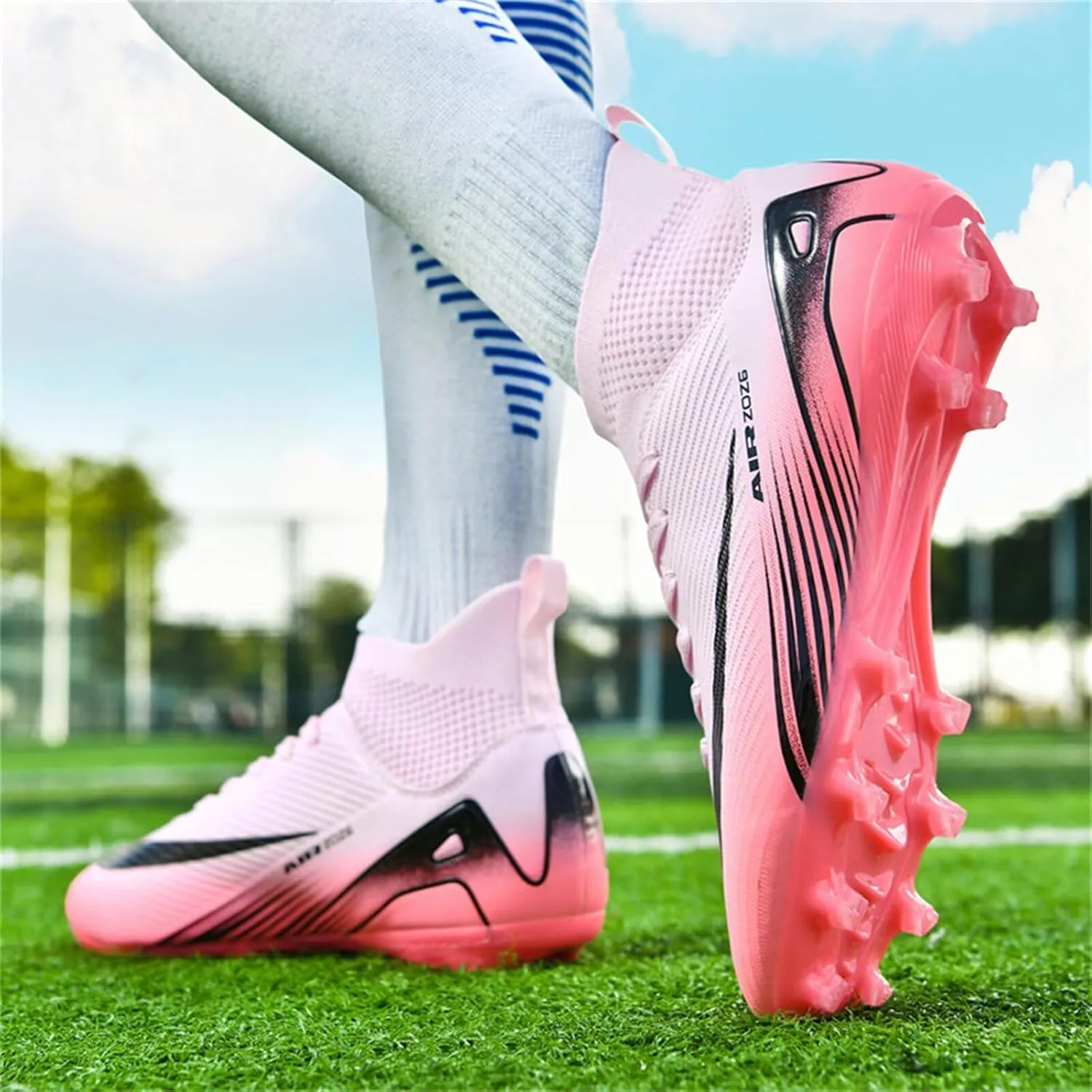 Mens Soccer Cleats Womens Football Shoes High Tops Non Slip Spikes Indoor Outdoor Youth Baseball Lacrosse Sneaker