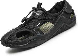 Men's Summer Closed-Toe Sport Hiking Sandals Hollow Breathable Comfy Athletic Non-Slip Walking Slip-ons Outdoor Travel Beach Fisherman Shoe