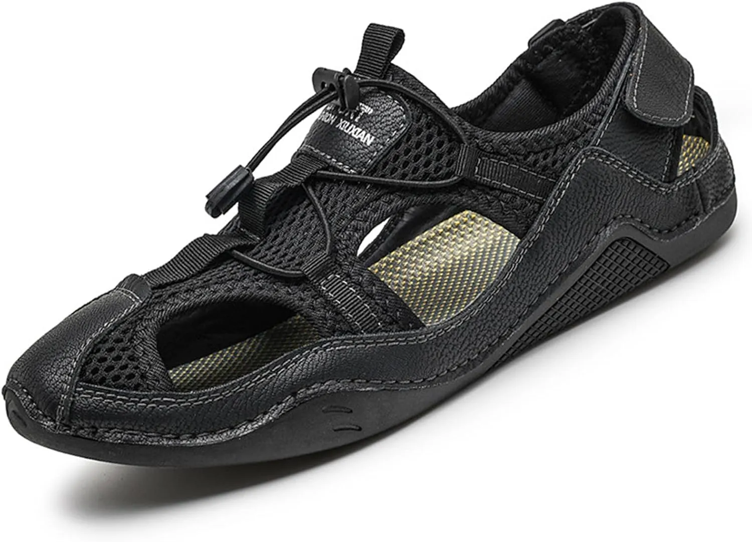 Men's Summer Closed-Toe Sport Hiking Sandals Hollow Breathable Comfy Athletic Non-Slip Walking Slip-ons Outdoor Travel Beach Fisherman Shoe