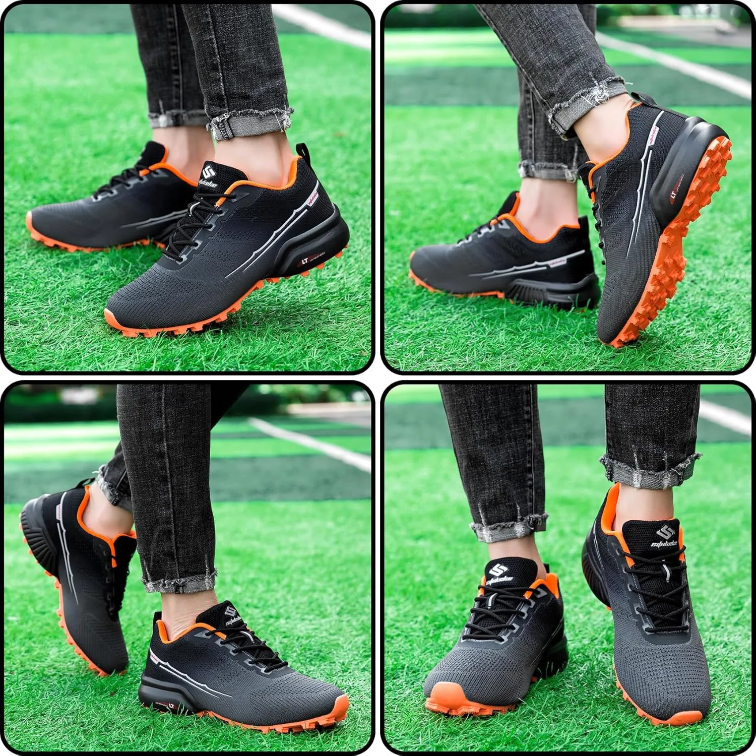 Men's Trail Running Shoes Lightweight Breathable Walking Hiking Sneakers Outdoor Athletic Tennis Cross Training Shoes