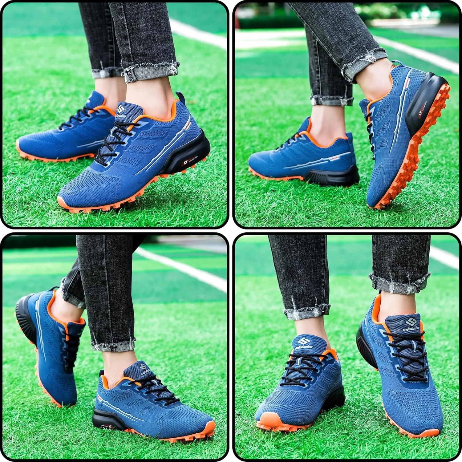 Men's Trail Running Shoes Lightweight Breathable Walking Hiking Sneakers Outdoor Athletic Tennis Cross Training Shoes