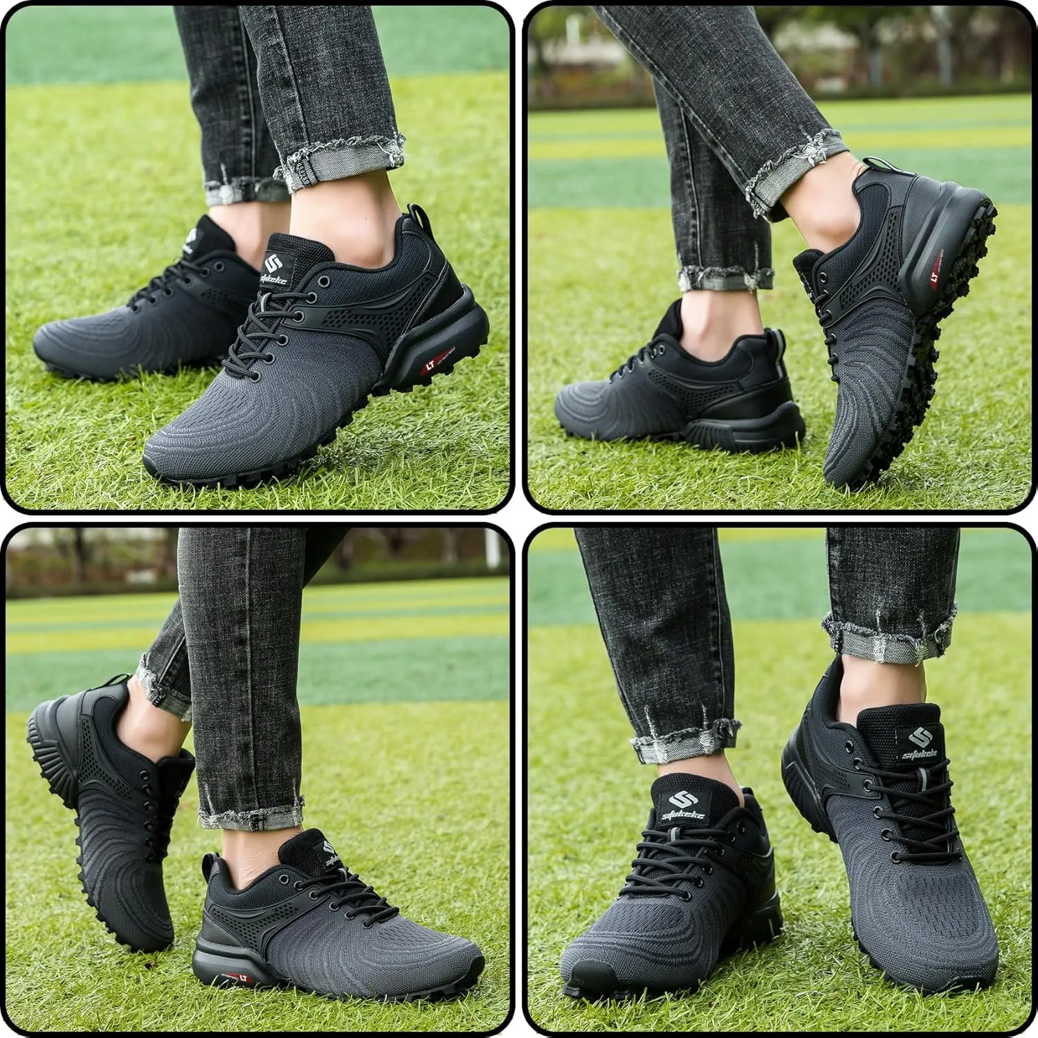 Men's Trail Running Shoes Lightweight Breathable Walking Hiking Sneakers Outdoor Athletic Tennis Cross Training Shoes