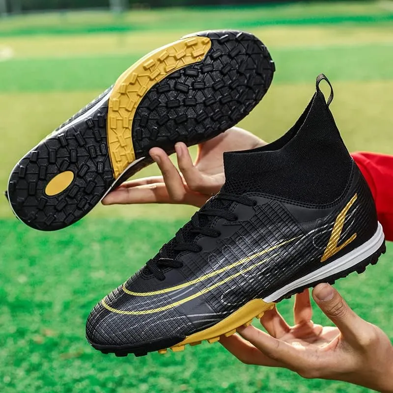 Men??s Womens Soccer Shoes Cleats Professional High Top Breathable Training Sneakers