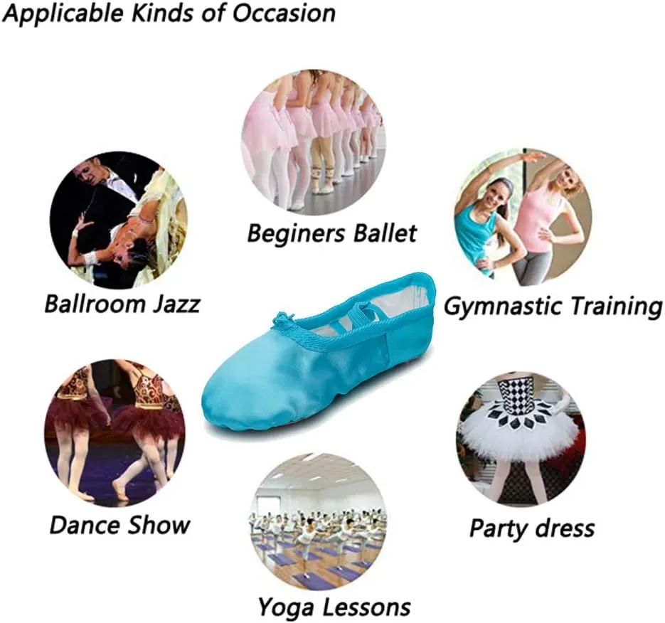 MSMAX Girls Ballet Shoes Satin Performa Dance Slippers for Kids