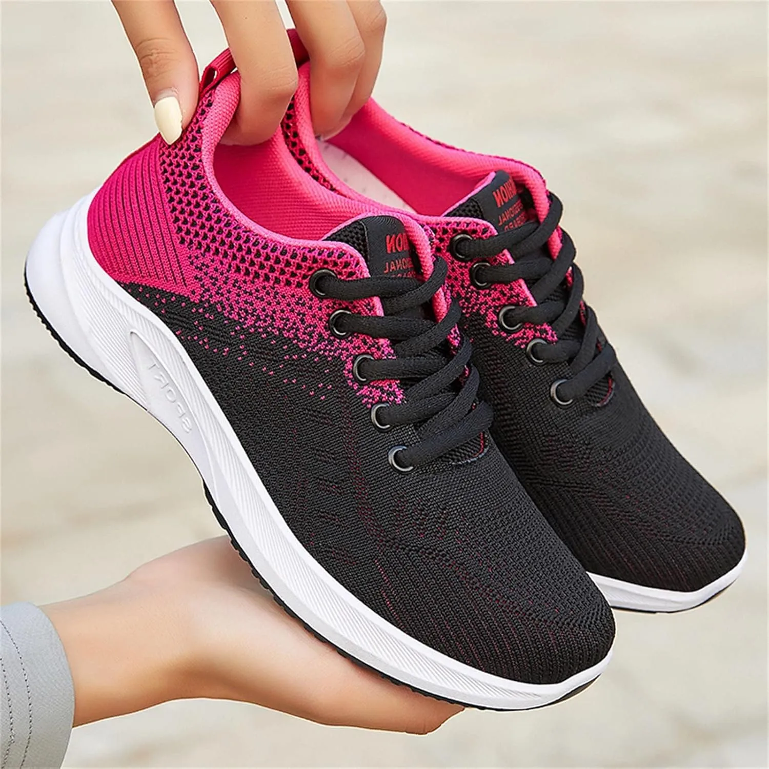Sneakers for Women Casual Mesh Breathable Lace Up Walking Mens Running Shoes Wide Width Shoes Casual Brown Sneakers White Tennis Shoe Trainers Shoe