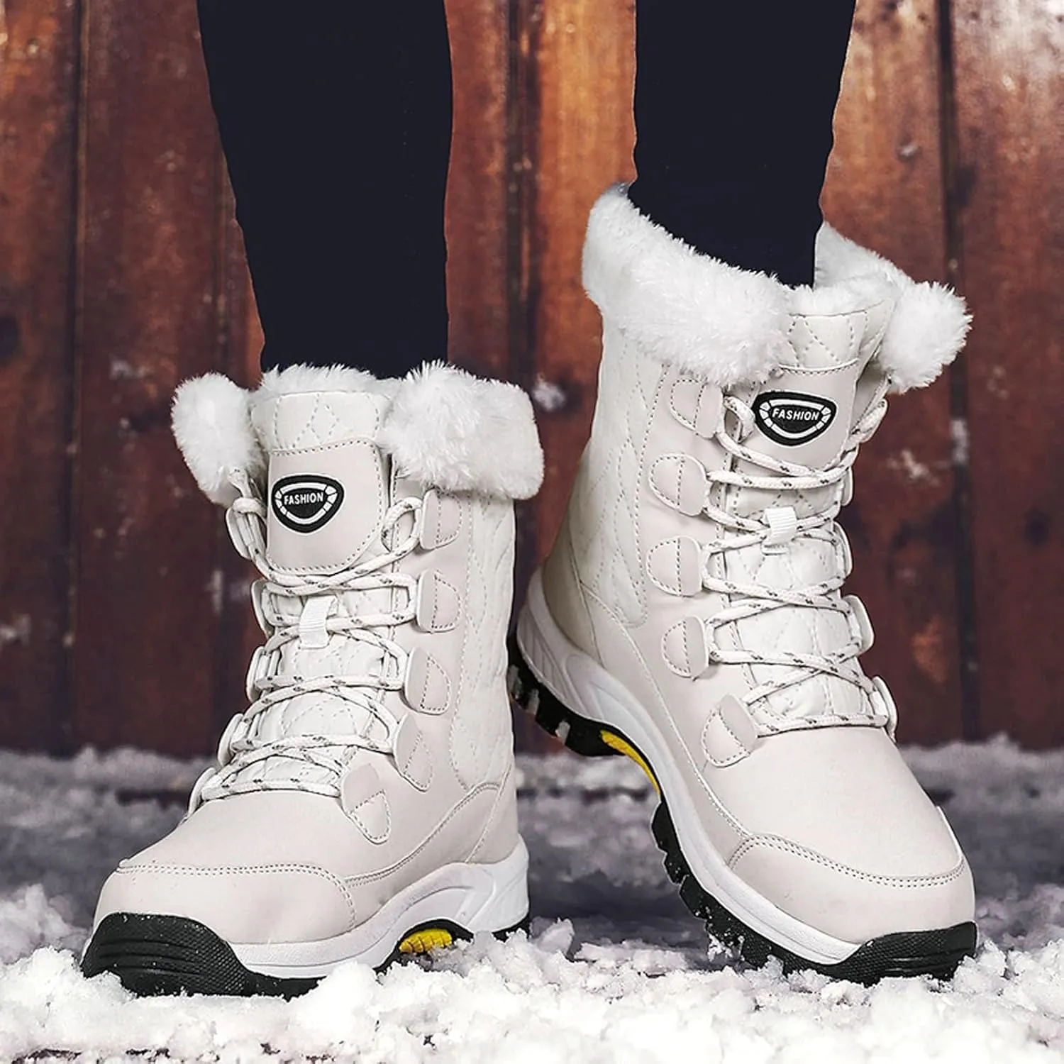 Snow Boots for Women Knee High Non Slip Winter Snow Boots for Women Size 12 Womens Winter Boots Waterproof Slip on Winter Boot Women Tall Winter Boots for Women with Heel