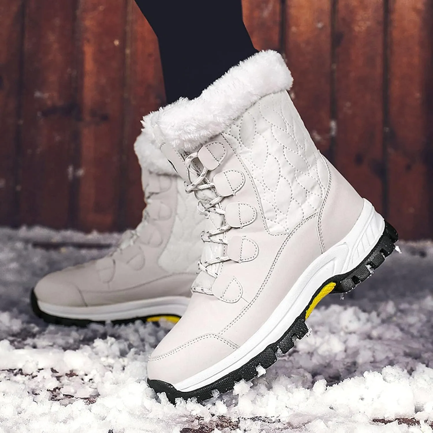 Snow Boots for Women Knee High Non Slip Winter Snow Boots for Women Size 12 Womens Winter Boots Waterproof Slip on Winter Boot Women Tall Winter Boots for Women with Heel