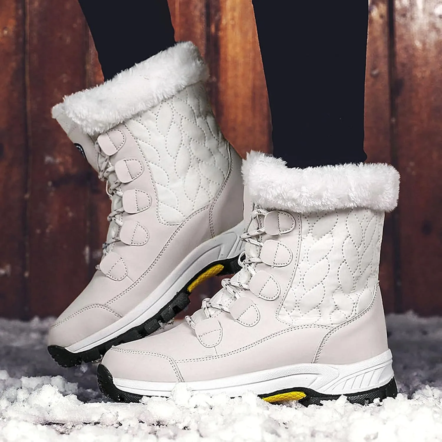 Snow Boots for Women Knee High Non Slip Winter Snow Boots for Women Size 12 Womens Winter Boots Waterproof Slip on Winter Boot Women Tall Winter Boots for Women with Heel