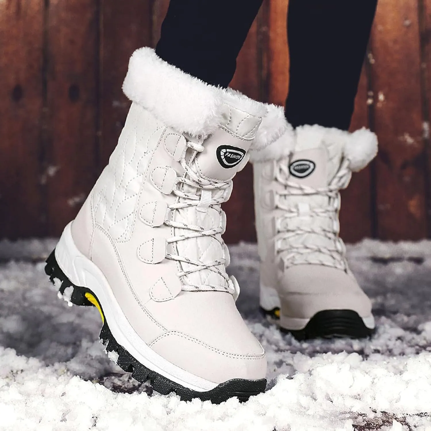 Snow Boots for Women Knee High Non Slip Winter Snow Boots for Women Size 12 Womens Winter Boots Waterproof Slip on Winter Boot Women Tall Winter Boots for Women with Heel