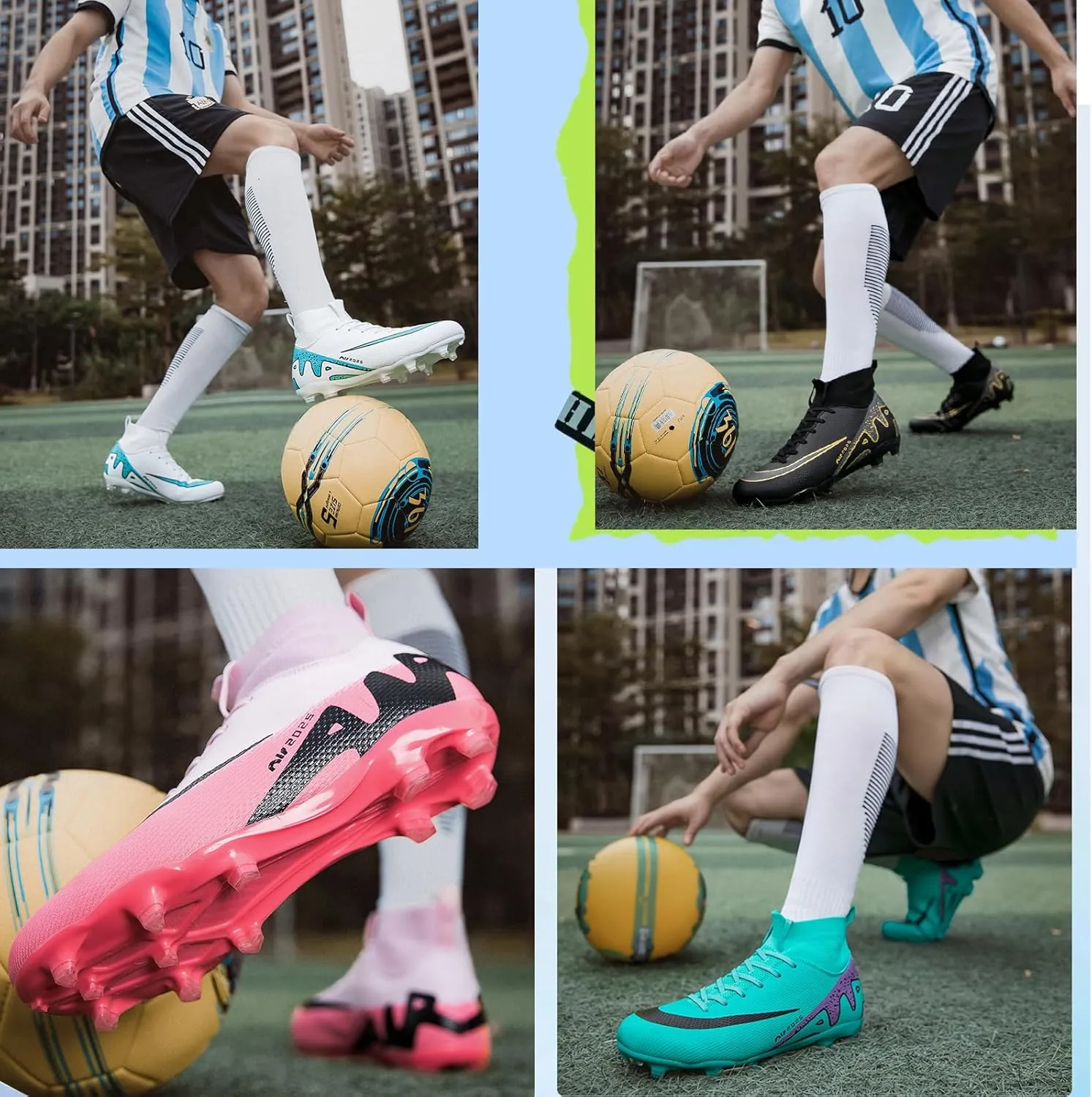 Soccer Cleats Mens Football Cleats Womens Football Shoes Outdoor Soccer Shoes Tacos de Futbol para Hombre Baseball Cleats High Top Professional Training Boots Turf Football Boots AG FG