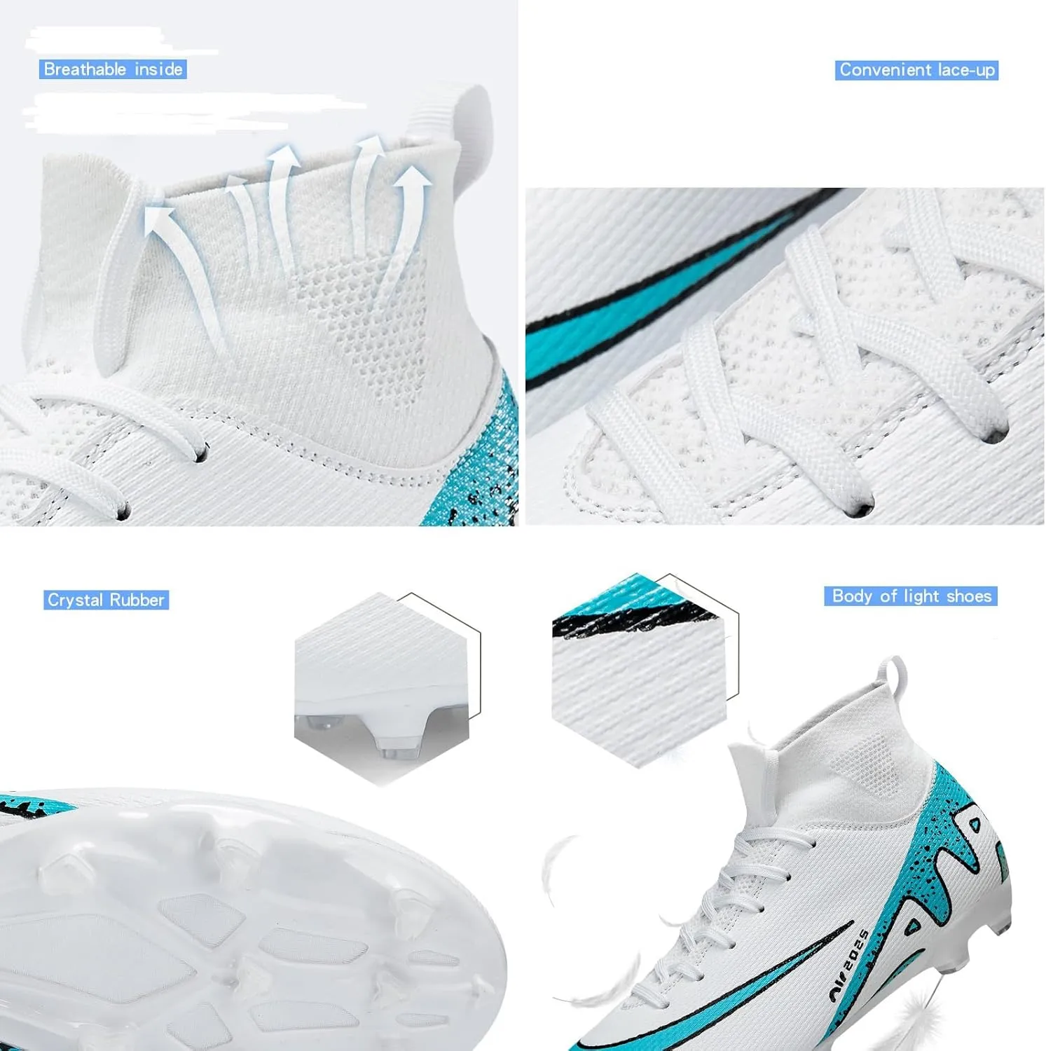 Soccer Cleats Mens Football Cleats Womens Football Shoes Outdoor Soccer Shoes Tacos de Futbol para Hombre Baseball Cleats High Top Professional Training Boots Turf Football Boots AG FG