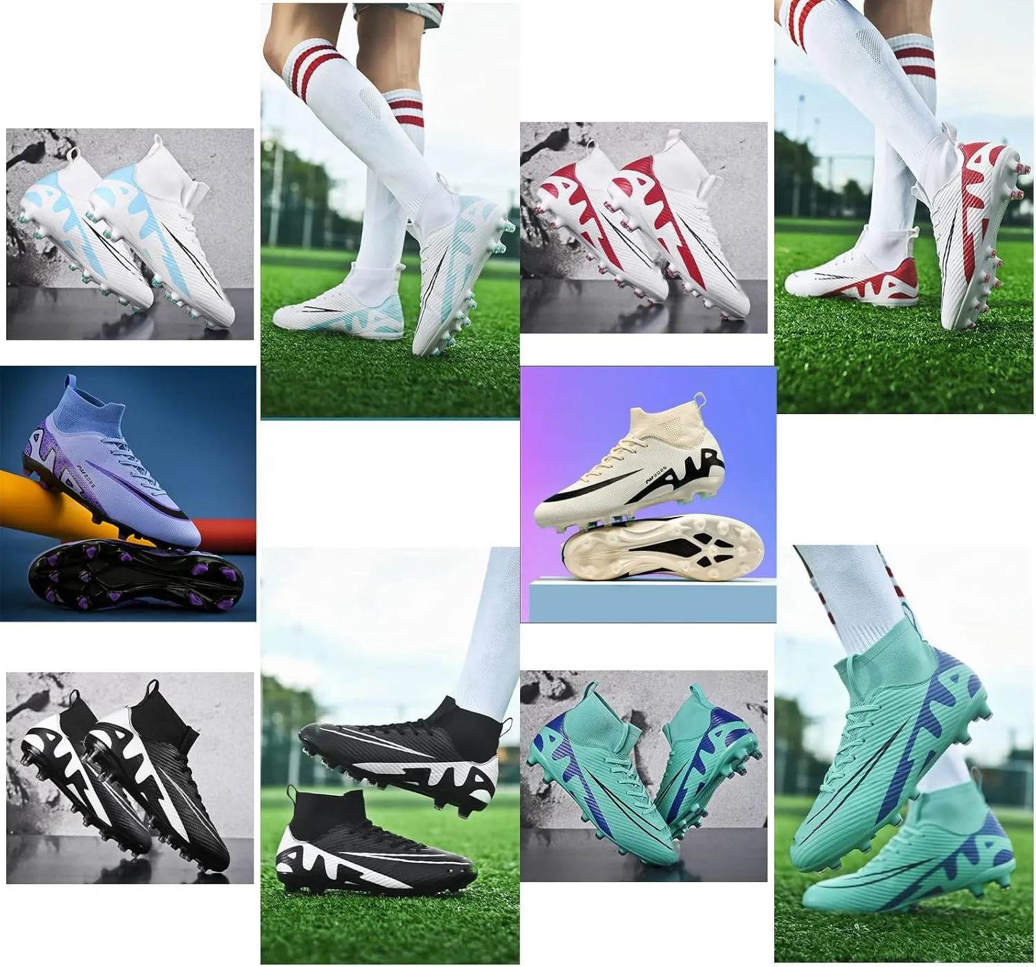 Soccer Cleats Mens Football Cleats Womens Football Shoes Outdoor Soccer Shoes Tacos de Futbol para Hombre Baseball Cleats High Top Professional Training Boots Turf Football Boots AG FG
