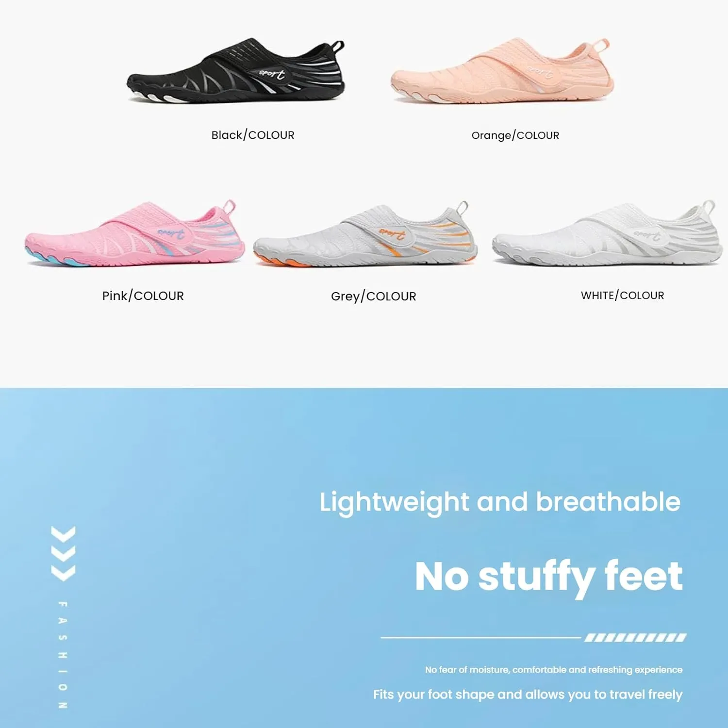 Water Shoes for Men Women - Quick-Dry Aqua Socks for Swimming, Surfing, Snorkeling | Non-Slip Rubber Sole & Elastic Lycra Upper