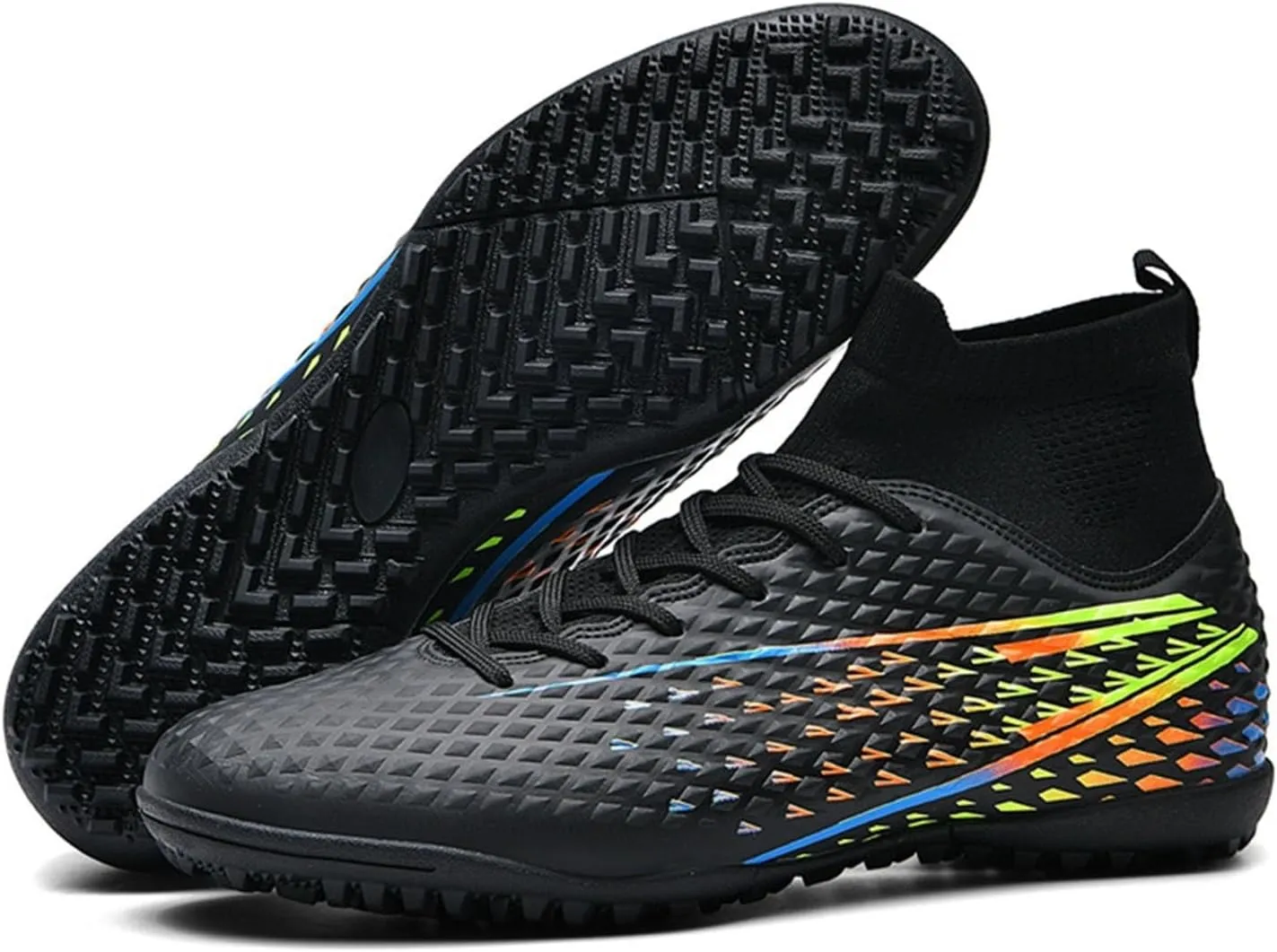 Wide Soccer Cleats Turf, Football Cleats Professional Lightweight High Top for Youth Big Boys Firm Ground Training