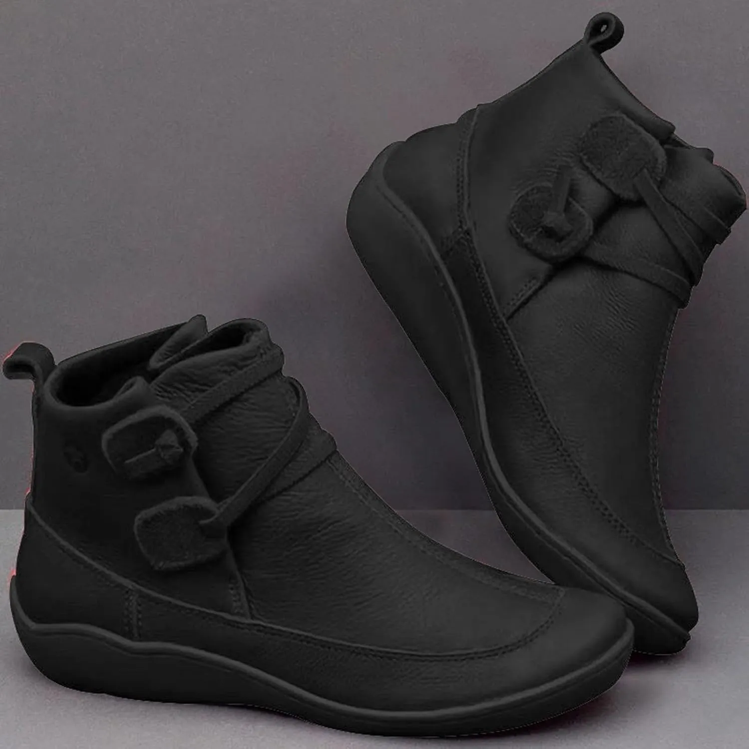 Winter Boots for Women Ankle Black Suede Booties Ladies Hiking Boots Ankle Bootie for Women with Heel Keep Warm Flat Bottom Chunky Low Heel Classic Pointed Toe