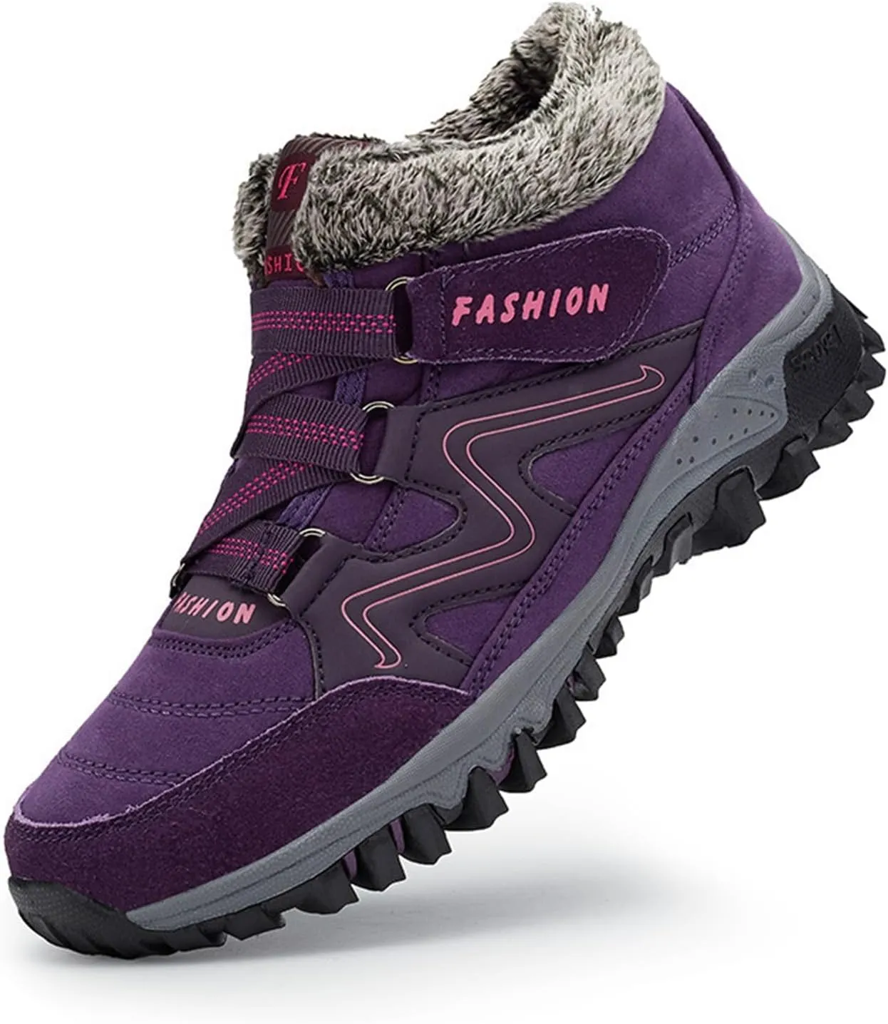Winter Hiking Boots Men,Fashion Comfortable Fur Lined Snow Boots Men,Lightweight Breathable Cold-Weather Warm Winter Boots for Men,Slip Resistant