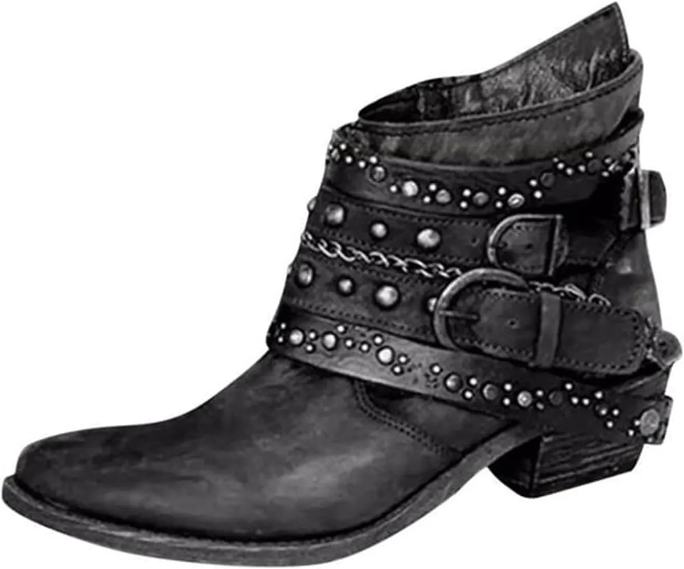 Women's Boots Ankle Womens Booties Fall Brown Leather Boots Men Womens Bootie Low Heel Lightweight Breathable Closed Pointed Toe Low Block Heel Zip Up